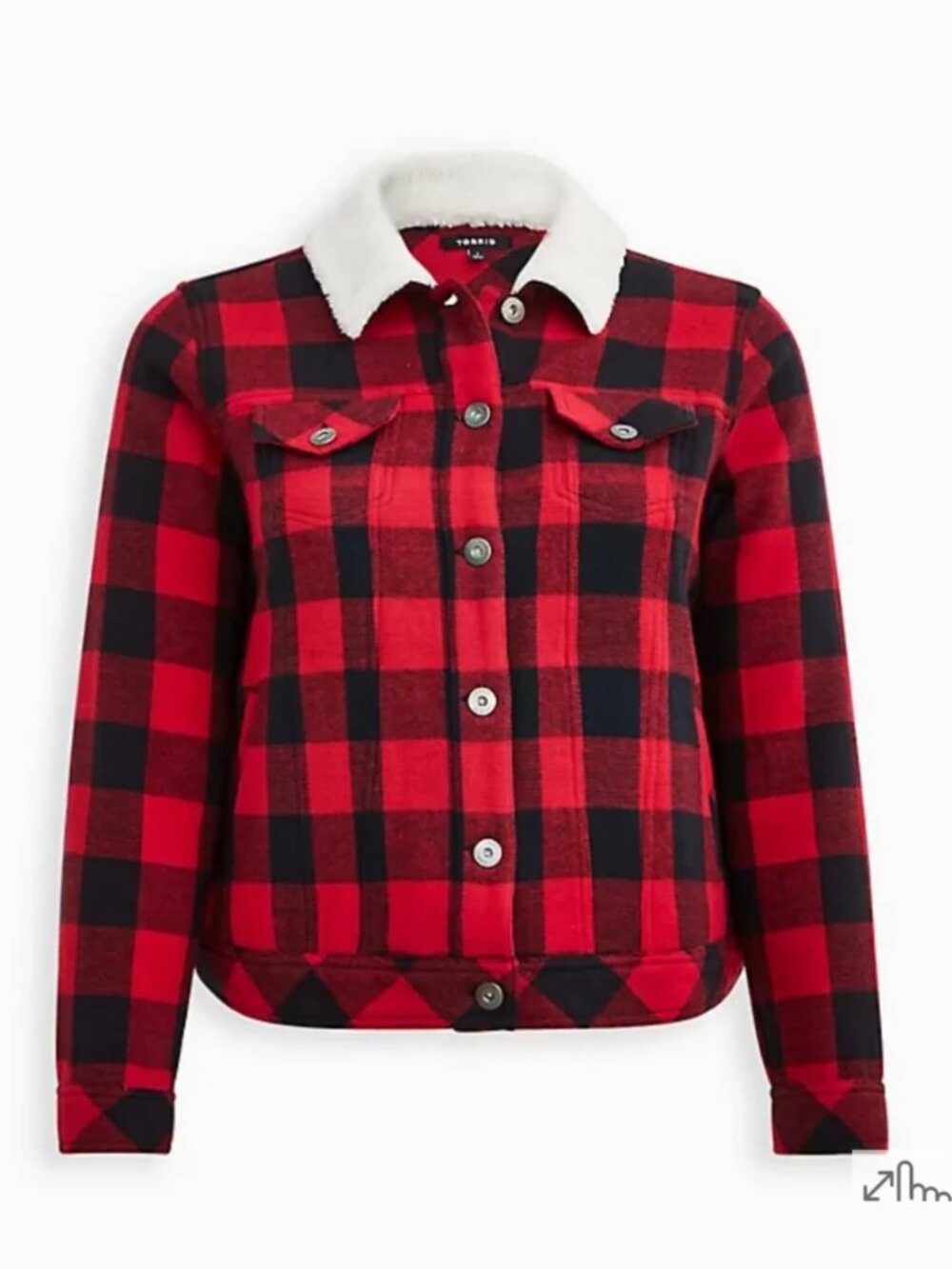 Torrid Red Black White Buffalo Plaid Cropped Blazer Jacket Size 2 (2X)